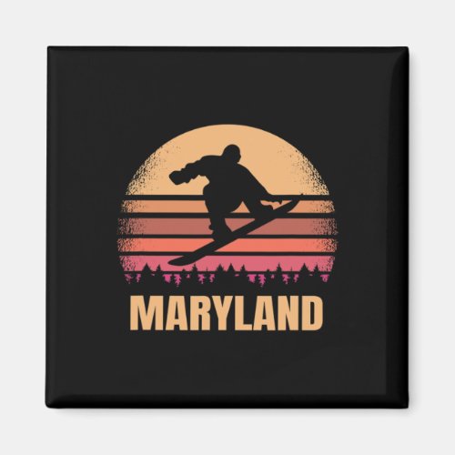 Maryland Snowboarding Vintage Md Snow Boarder Retr Magnet