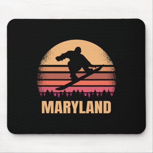 Maryland Snowboarding Vintage Md Snow Boarder Retr Mouse Pad