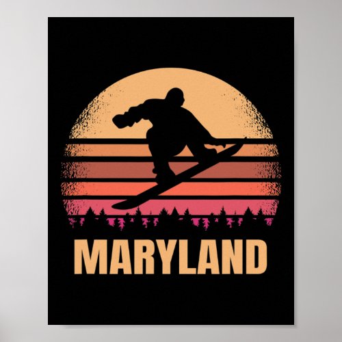 Maryland Snowboarding Vintage Md Snow Boarder Retr Poster