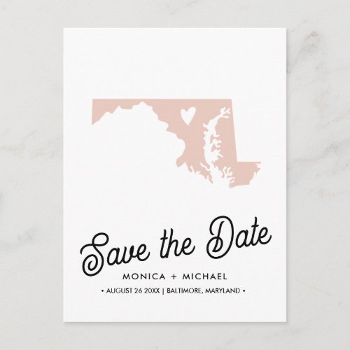 MARYLAND State Destination Wedding  ANY COLOR    Announcement Postcard