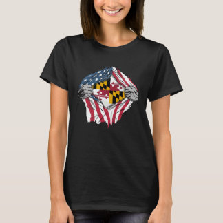 Maryland State Flag American Blood Inside Me T-Shirt