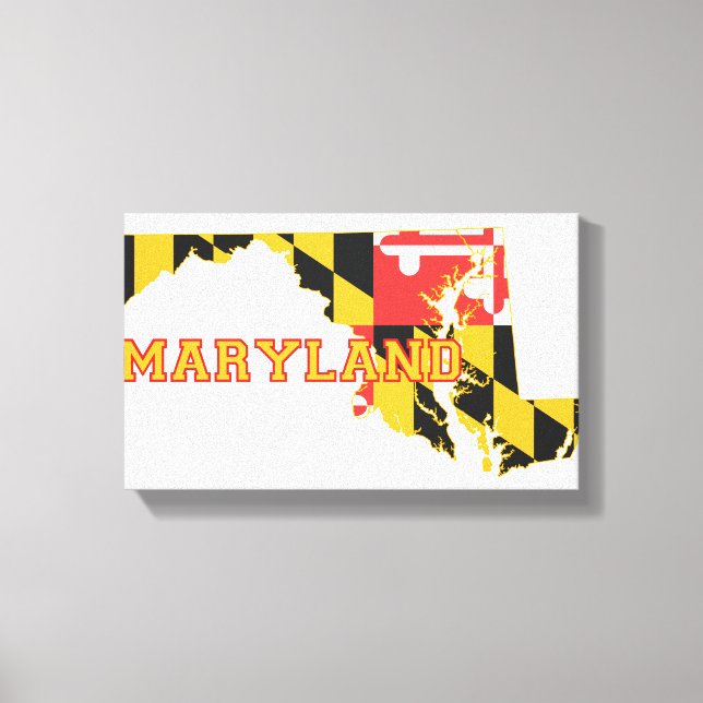 Maryland state Flag and Map Canvas Print (Front)