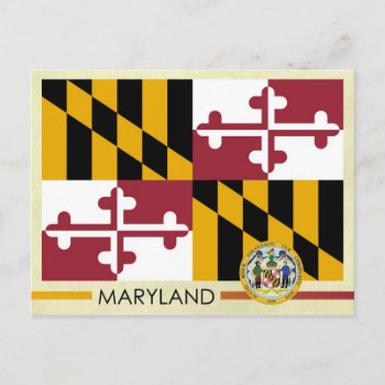 Maryland State Flag And Seal Postcard by HTMimages at Zazzle