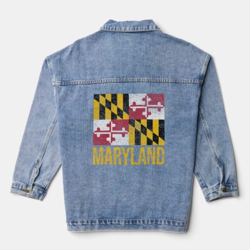 Maryland State Flag Annapolis Baltimore Chesapeake Denim Jacket