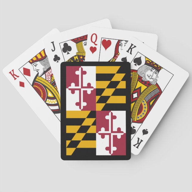 Maryland State Flag Black Border Poker Cards (Back)