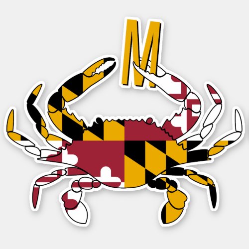 Maryland State Flag Blue Crab Monogram Sticker