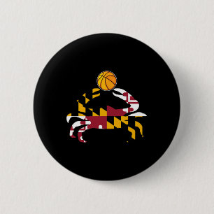 Maryland State Flag Blue Crab Pride With Bysketbyl Button