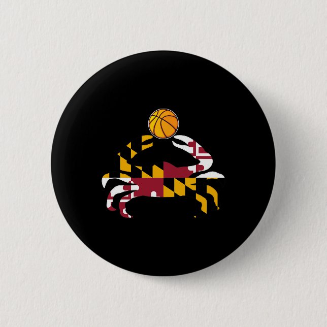 Maryland State Flag Blue Crab Pride With Bysketbyl Button (Front)