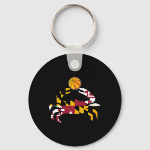 Maryland State Flag Blue Crab Pride With Bysketbyl Keychain