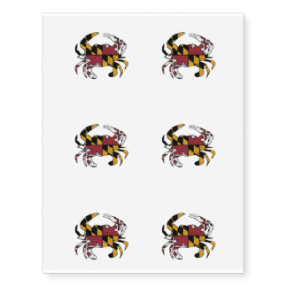 Maryland State Flag Blue Crab State Flag Temporary Tattoos