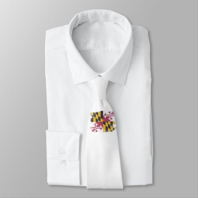 Maryland state flag brush stroke, Maryland flag Neck Tie (Tied)