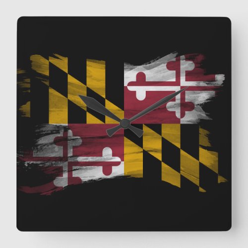 Maryland state flag brush stroke Maryland flag Square Wall Clock
