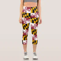 Maryland Flag LEGGINGS Womens Yoga Capri Leggings Yoga Leggings