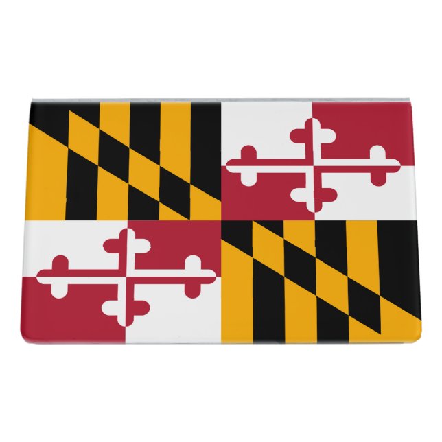 Maryland State Flag Colors Desk Business Card Holder (Back)