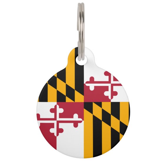 Maryland State Flag Colors Graphic Pet Name Tag