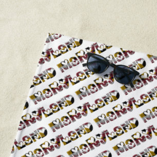 Maryland State Flag Colors Typography Pattern USA Beach Towel