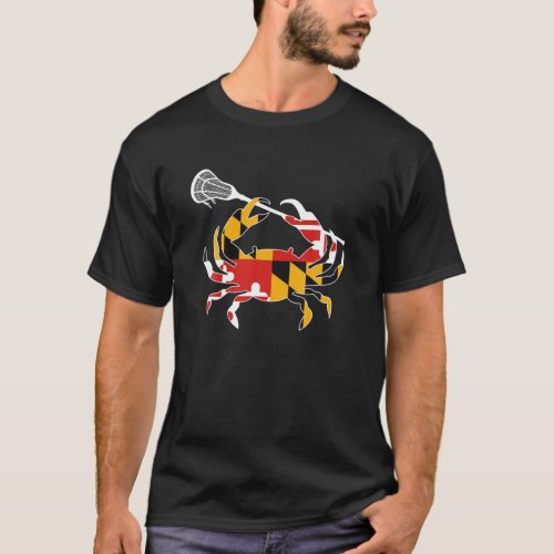Maryland State Flag Crab Lacrosse Complete Stick B T_Shirt
