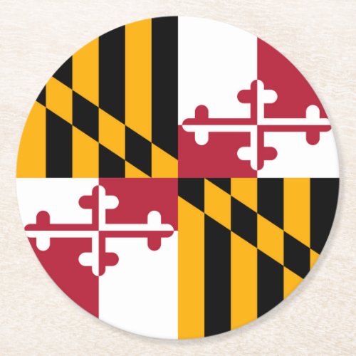 Maryland State Flag Design Accent Round Paper Coaster