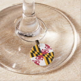 Maryland State Flag Design Accent Wine Charm