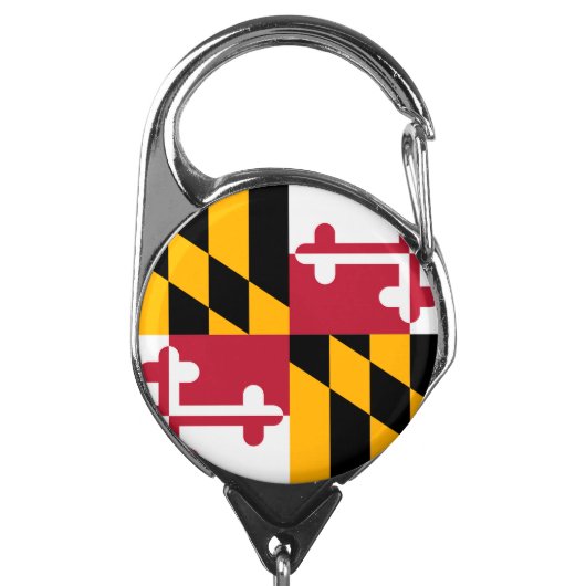 Maryland State Flag Design Badge Holder (Carabiner Front)