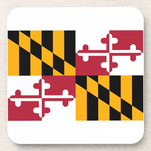 Maryland State Flag Design Beverage Coaster (Front)