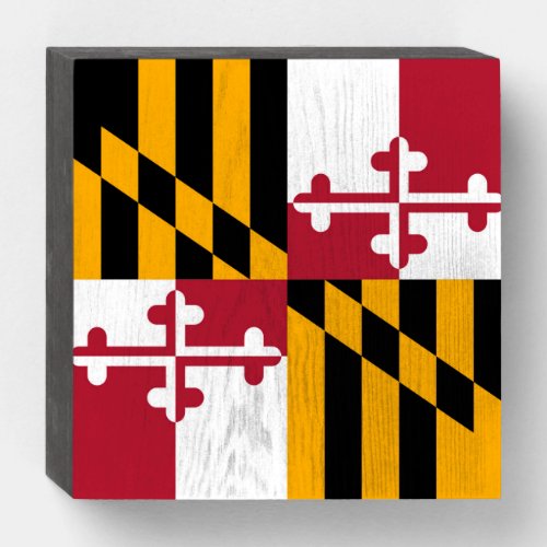 Maryland State Flag Design Display Wooden Box Sign