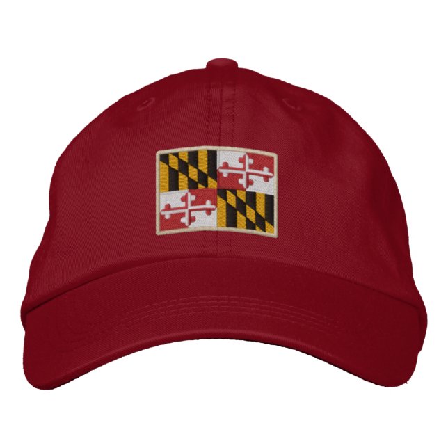 Maryland State Flag Design Embroidered Baseball Cap (Front)