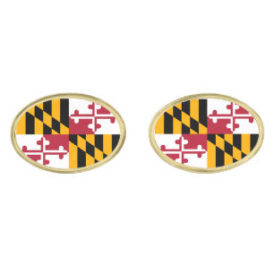 Maryland State Flag Design Gold Cufflinks