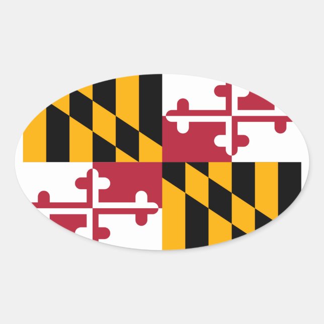 Maryland State Flag Design Oval Sticker (Front)