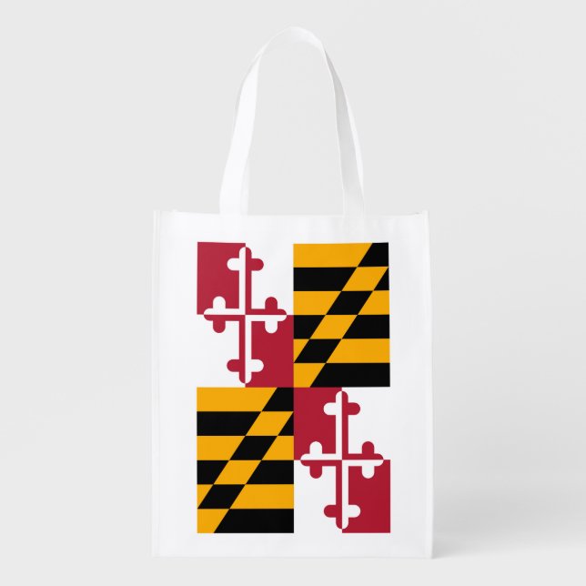 Maryland State Flag Design Reusable Grocery Bag (Front)