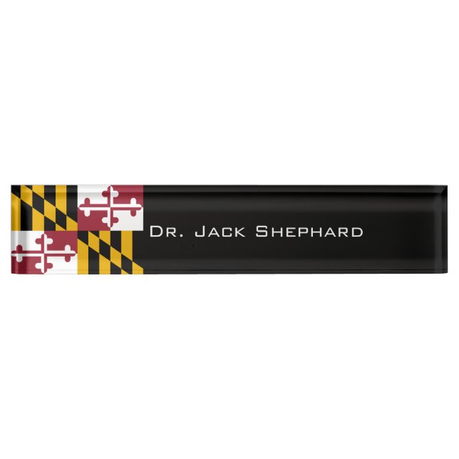 Maryland State Flag Desk Name Plate (Front)