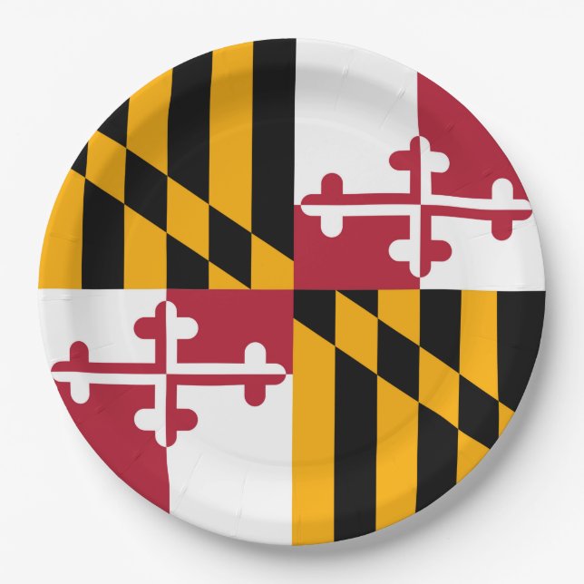 Maryland State Flag Festive Design Paper Plates (Front)