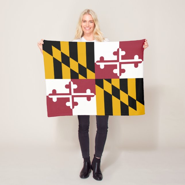 Maryland State Flag Fleece Blanket (In Situ)