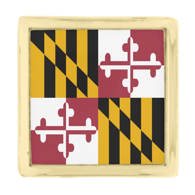 Maryland State Flag Gold Finish Lapel Pin (Front)