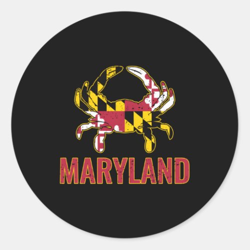 Maryland State Flag Maryland State Blue Crab Flag Classic Round Sticker