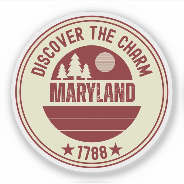 Maryland State Flag - MD Crab Souvenir Sticker (Front)
