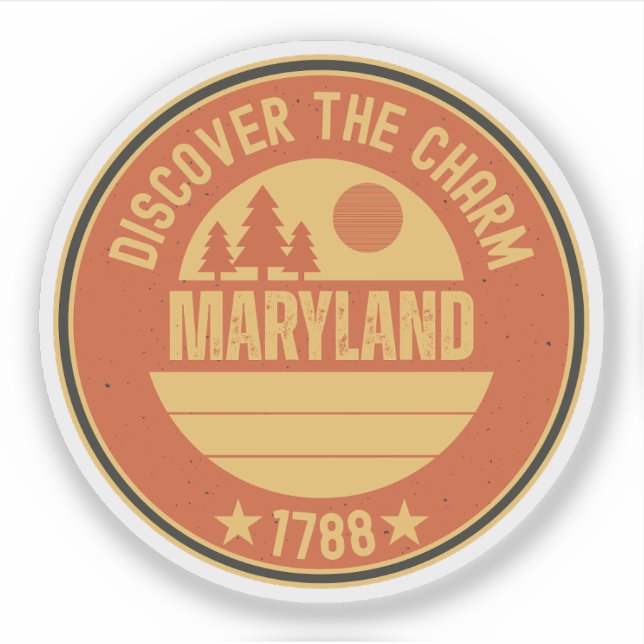 Maryland State Flag - MD Crab Souvenir Sticker (Front)