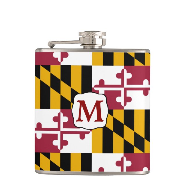 Maryland State Flag Monogram Flask (Front)