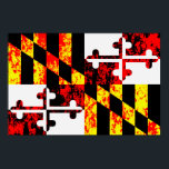 Maryland State Flag Pop Art Poster<br><div class="desc">Artistic rendering of the Maryland state flag with grunge texture effects.</div>