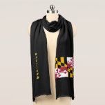 Maryland State Flag Scarf<br><div class="desc">The distinctive red, white, black and gold Maryland State Flag on one side of this scarf, with the vertical text in gold "Maryland" on the other side.</div>