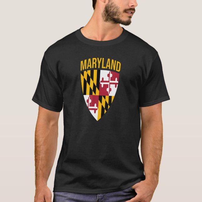 Maryland State Flag Shield Md Baltimore Pride T-Shirt (Front)