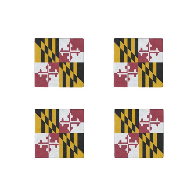 Maryland State Flag Stone Magnet (Front)
