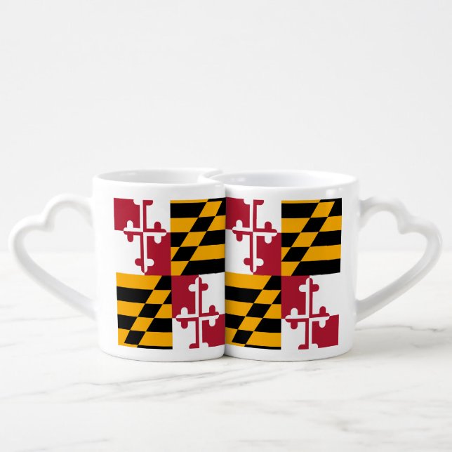 Maryland State Flag Style Decor Coffee Mug Set (Back Nesting)