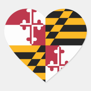 Maryland State Flag Style Decor Heart Sticker