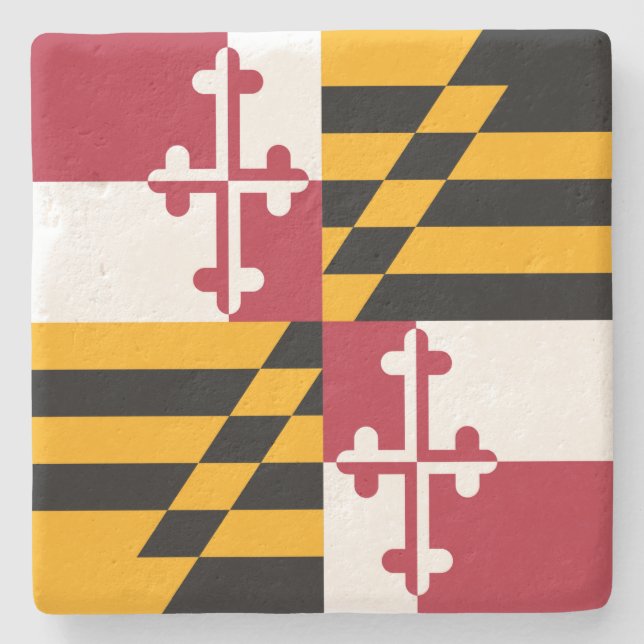 Maryland State Flag Style Decor Stone Coaster (Front)