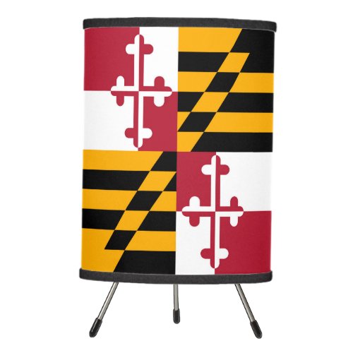 Maryland State Flag Style Decor Tripod Lamp