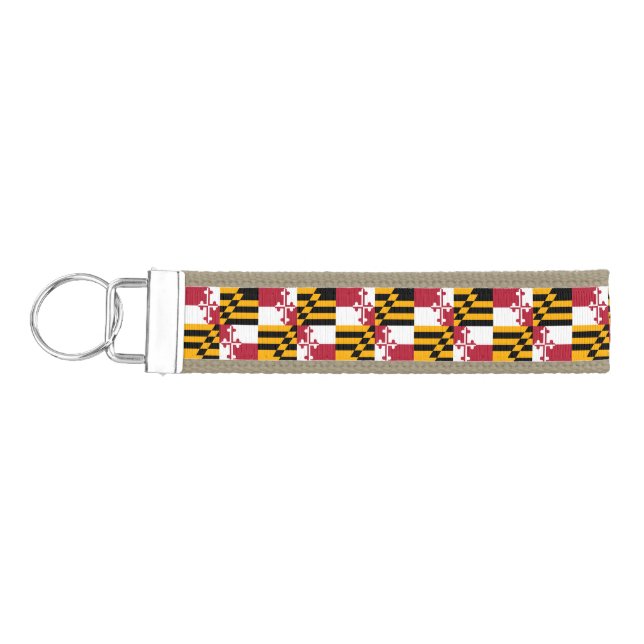 Maryland State Flag Style Decor Wrist Keychain (Keys on Left)