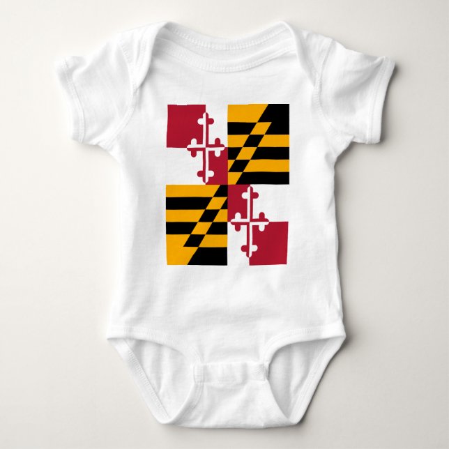 Maryland State Flag Stylish Baby Bodysuit (Front)