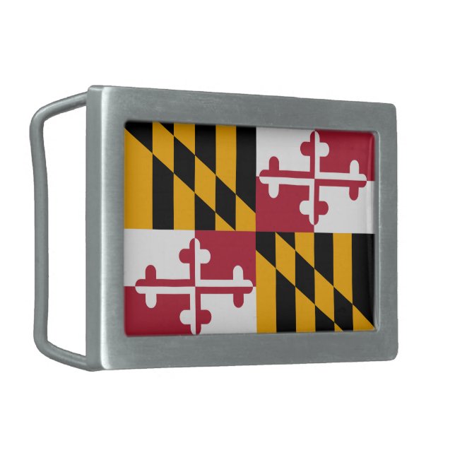 Maryland State Flag Stylish Rectangular Belt Buckle (Front Left)