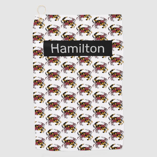 Maryland State Flag Swag Blue Crab  Golf Towel (Front)